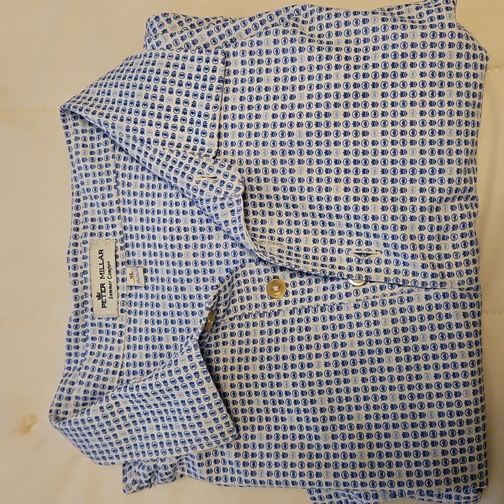 Peter Millar Blue Casual 3/4 Button Shirt - Picture 2 of 3